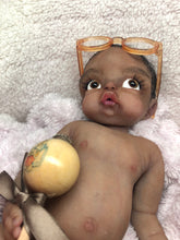 Load image into Gallery viewer, AVAILABLE full body silicone 10” doll Willow (with hair) in soft blend
