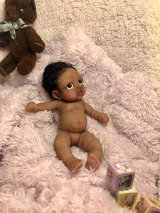 AVAILABLE full body silicone mini biracial doll Laney (with hair) in soft blend