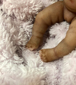 AVAILABLE full body silicone mini biracial doll Laney (with hair) in soft blend