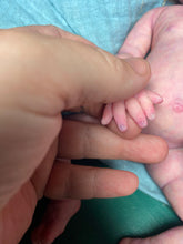 Load image into Gallery viewer, CUSTOM full body silicone 10” doll Willow (with long curly hair) in soft blend
