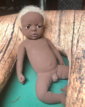 Load image into Gallery viewer, AVAILABLE full body silicone mini kit Kenzo 8” in super soft blend in AA skin colour, open eyes
