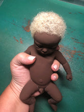 Load image into Gallery viewer, AVAILABLE full body silicone mini kit Kenzo 8” in super soft blend in AA skin colour, open eyes
