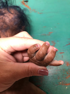 AVAILABLE full body silicone baby girl Nevaeh 17” in super soft blend, biracial skin tone, black rooted hair