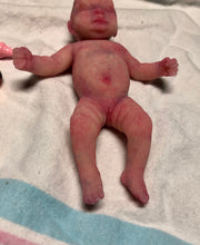 Load image into Gallery viewer, Prototype full body silicone mini kit Milly 4.5” in super soft blend asleep bald
