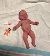 Load image into Gallery viewer, Prototype full body silicone mini kit Milly 4.5” in super soft blend asleep bald
