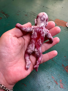 AVAILABLE Prototype full body silicone mini baby Milly 4.5” with vernix effect in soft blend asleep bald