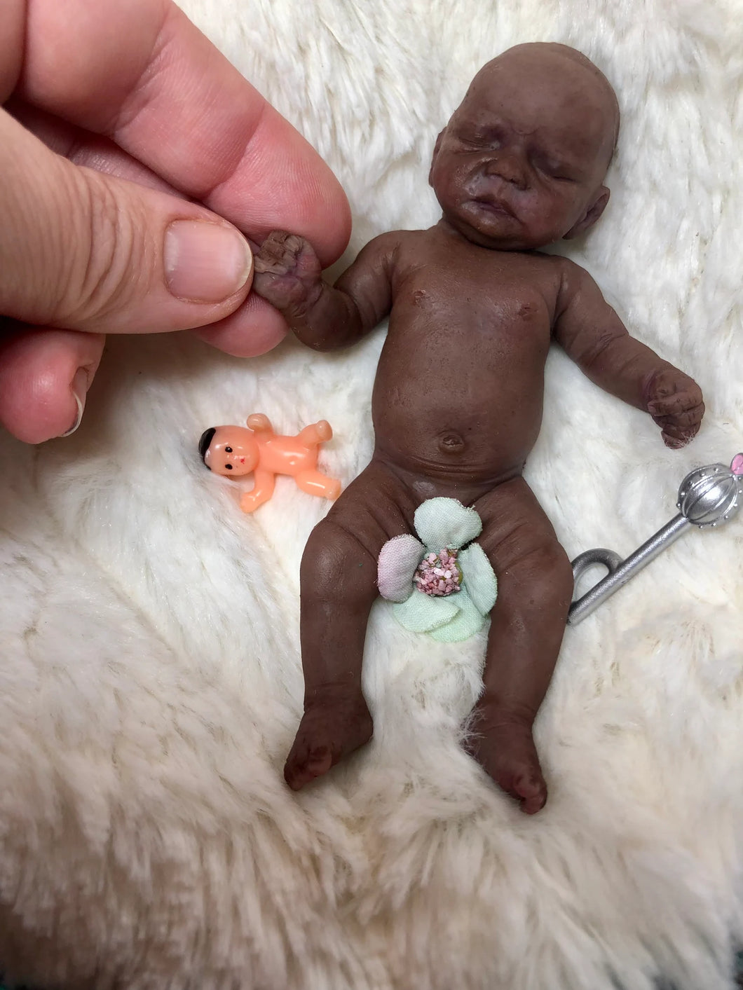 AVAILABLE AA full body silicone mini kit Milly 4.5” in super soft blend asleep bald