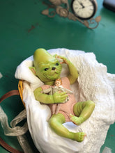Load image into Gallery viewer, Custom Reborn fantasy vinyl baby Ozzy by Nadine Dolotova (Grinch / Werewolf / Elf inspired)
