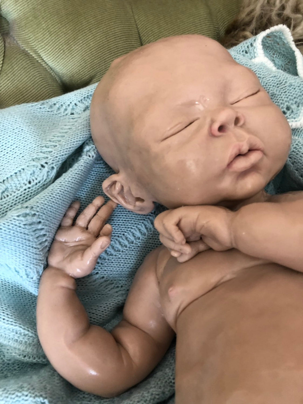 Custom Blank (unpainted) full body silicone kit Rihanna / Ryan sleeping in super soft blend with 3D skin effect