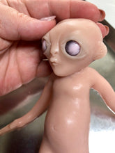 Load image into Gallery viewer, Full body silicone mini baby Alien (gender neutral) in super soft blend with 3D skin effect 9&quot; blank (unpainted)
