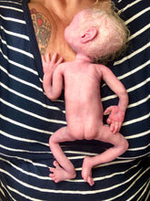 Load image into Gallery viewer, Full body silicone premature baby in soft blend rooted with blonde hair
