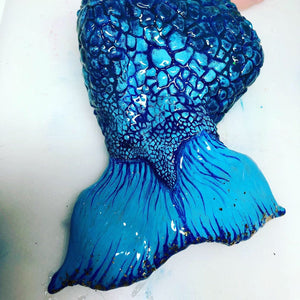 Custom Asleep Full body silicone mermaid baby 10" (blue tail)