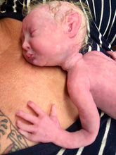 Load image into Gallery viewer, Full body silicone premature baby in soft blend rooted with blonde hair
