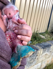 Load image into Gallery viewer, Custom Awake Full body silicone mermaid baby 10&quot; (pinkish tail with sparkles)
