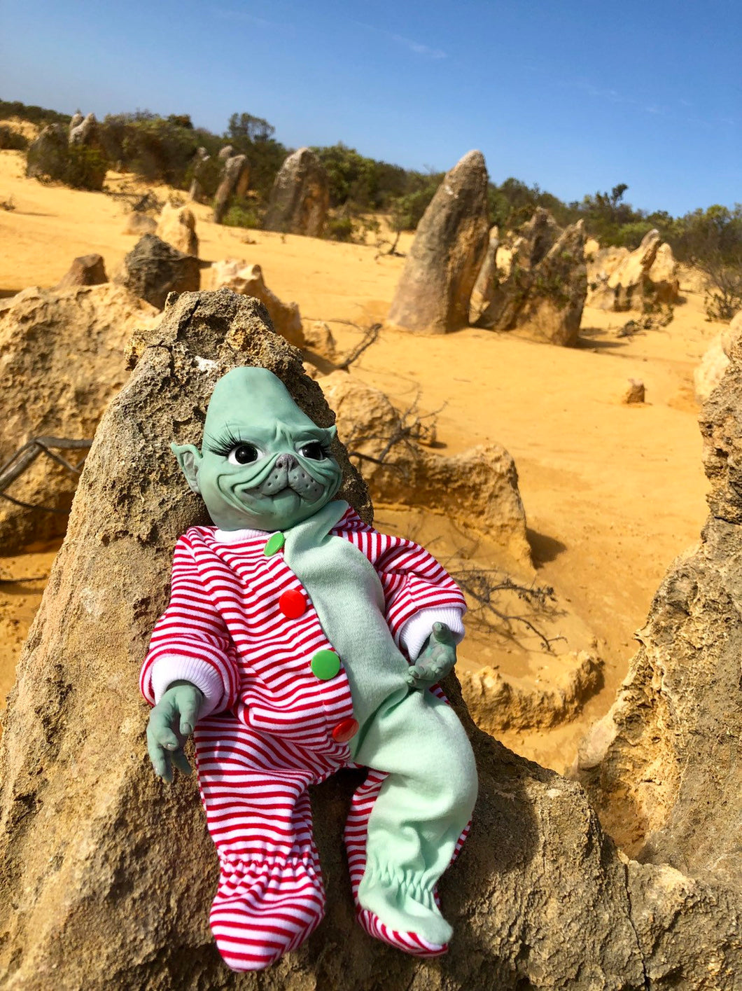 Full body silicone Grinch inspired baby boy 11”