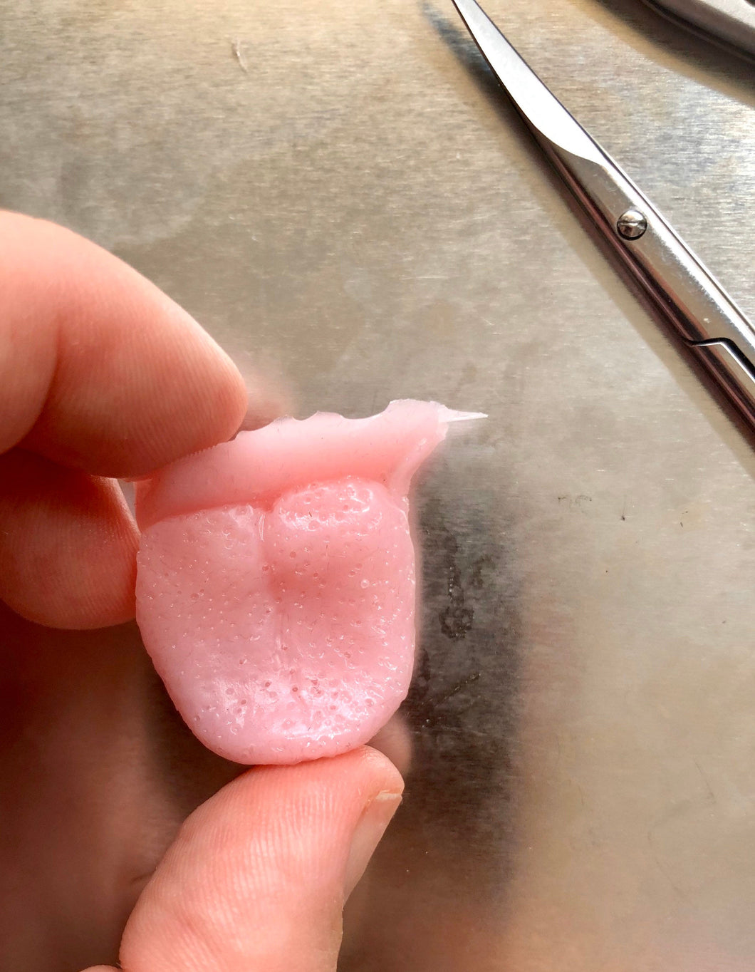 Blank (unpainted) silicone baby tongue (soft blend platinum cure silicone)