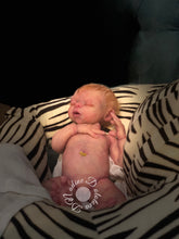 Load image into Gallery viewer, AVAILABLE Prototype full body silicone kit Prada 11.5” (baby girl) in super soft blend asleep in  super soft platinum silicone
