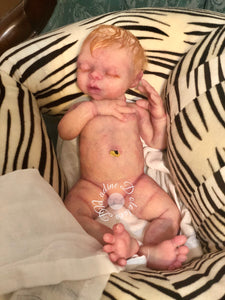 AVAILABLE Prototype full body silicone kit Prada 11.5” (baby girl) in super soft blend asleep in  super soft platinum silicone