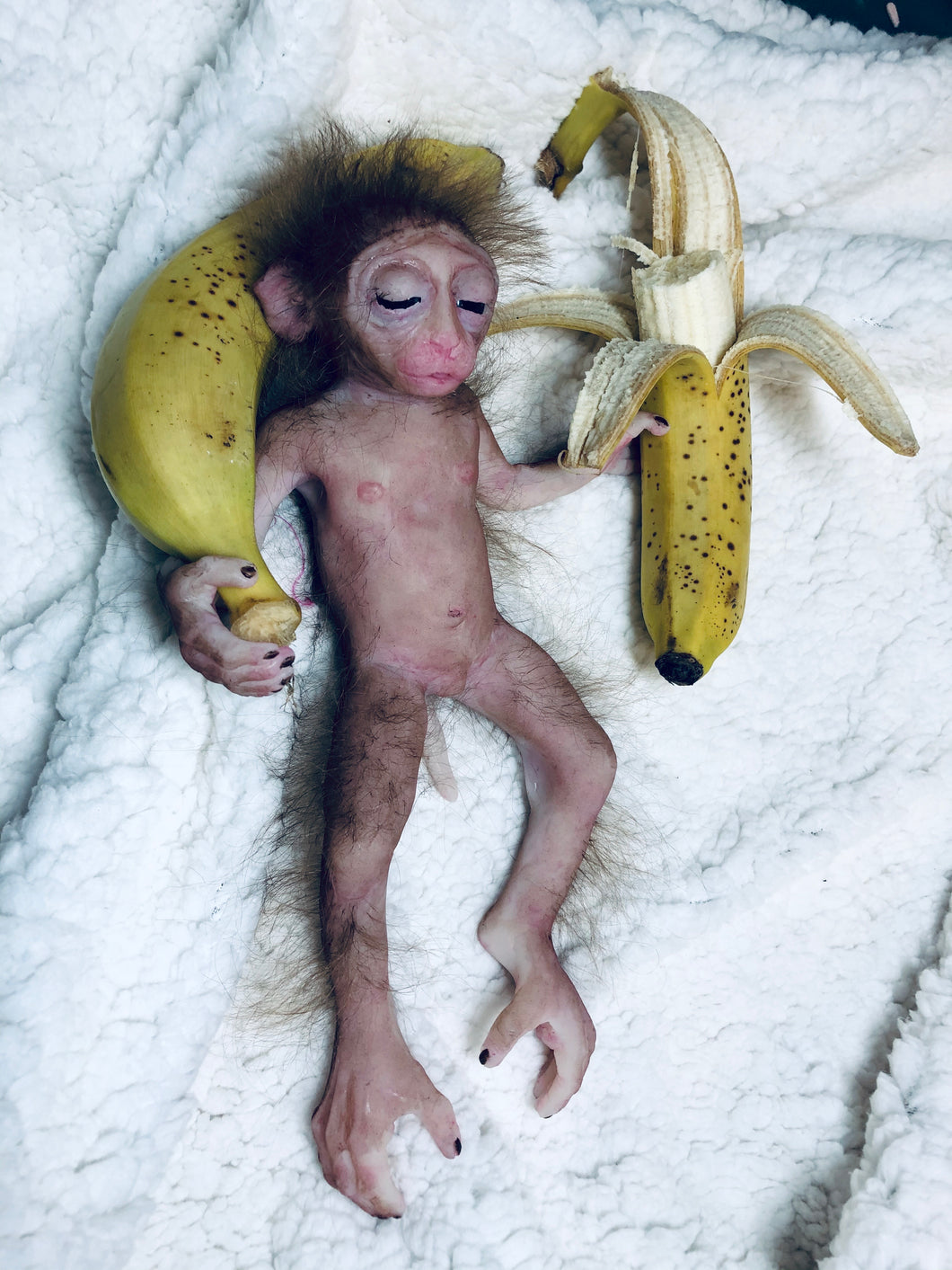 Full body silicone mini baby monkey in marshmallow soft blend
