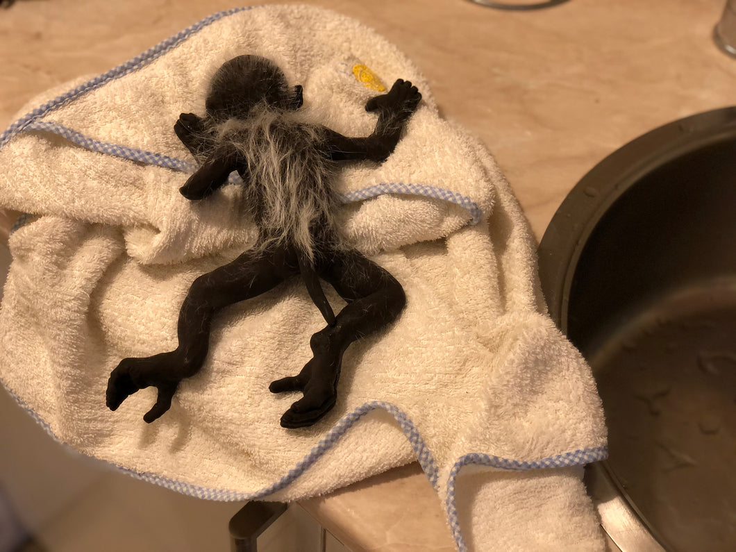 Full body silicone mini baby monkey in marshmallow soft blend