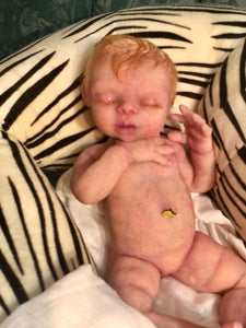 AVAILABLE Prototype full body silicone kit Prada 11.5” (baby girl) in super soft blend asleep in  super soft platinum silicone