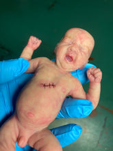 Load image into Gallery viewer, AVAILABLE full body special silicone mini baby Lucas in soft blend asleep bald
