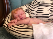 Load image into Gallery viewer, AVAILABLE Prototype full body silicone kit Prada 11.5” (baby girl) in super soft blend asleep in  super soft platinum silicone
