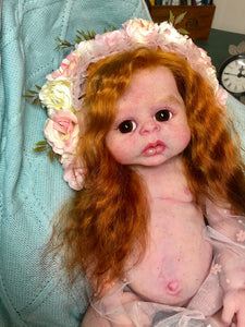 Custom Full body silicone baby girl Rihanna in soft blend with long red hair