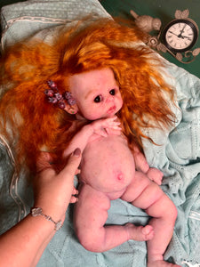 Custom Full body silicone baby girl Rihanna in soft blend with long red hair