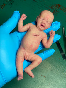 AVAILABLE full body special silicone mini baby Lucas in soft blend asleep bald