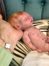 Load image into Gallery viewer, AVAILABLE Prototype full body silicone kit Prada 11.5” (baby girl) in super soft blend asleep in  super soft platinum silicone
