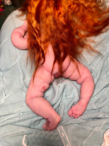 Custom Full body silicone baby girl Rihanna in soft blend with long red hair