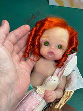 Load image into Gallery viewer, CUSTOM full body silicone 10” doll Willow (with long curly hair) in soft blend
