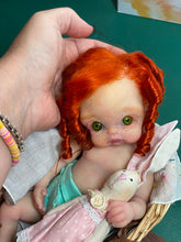 Load image into Gallery viewer, CUSTOM full body silicone 10” doll Willow (with long curly hair) in soft blend
