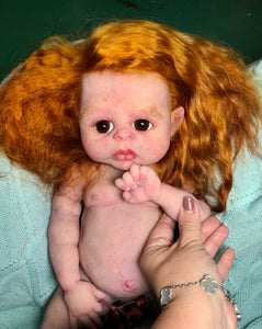 Custom Full body silicone baby girl Rihanna in soft blend with long red hair