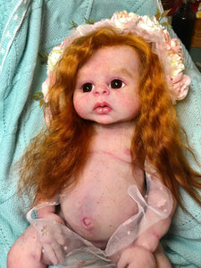 Custom Full body silicone baby girl Rihanna in soft blend with long red hair